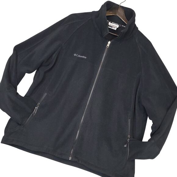 Columbia Men's Full Zip Fleece Jacket Size XXL Pockets Mock Neck Black Casual - Picture 1 of 9